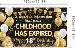 18th Birthday Banner Backdrop I Regret to Inform You Your Childhood Has Expired
