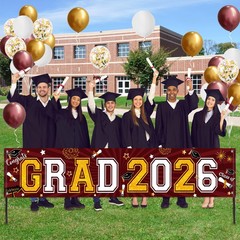 Maroon and Gold Graduation Decorations Yard Sign Banner Class of 2026 Maroon and