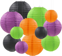 Halloween Paper Lanterns Black Purple Orange Green Halloween Party Decorations f