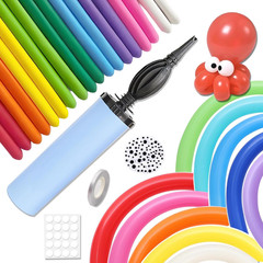 260Q Long Balloons Kit with Pump,100Pcs Long Skinny Twisting Balloons Rainbow Co