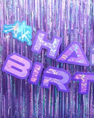 Kpop Happy Birthday Party Decorations Banner Purp Pop Star Birthday Celebration