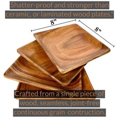 WRIGHTMART Set of 4 – 8 Inch Square Acacia 4 8 x 8 inches, Natural