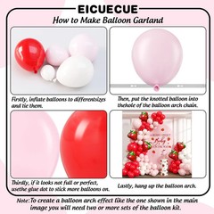 Strawberry Balloons Garland Arch Kit – 153Pcs Different Size Red and Pink Bal…