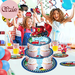 3-Tier Train Cardboard Cupcake Stand – Birthday Party Supplies, round Dessert Ca