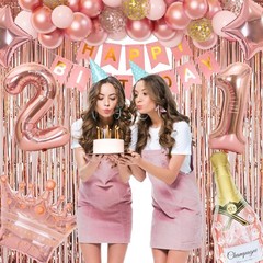 21st Birthday Decorations for Her – Rose Gold Party Supplies for Women Girls,…