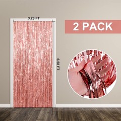 2Pcs Glamorous Rose Gold Tinsel Backdrop for Birthdays and Bachelorette Parties