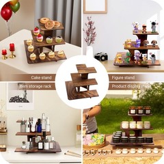 40″ L 3-Tier Table Display Stand Wooden Corner Rack Counter Top for Market Trade
