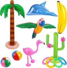 Durable PVC Inflatable Party Set: Cactus, Palm Tree & Flamingo for Beach Fun