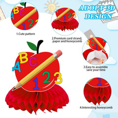 10 Pcs Back to School Decorations, First Day of School Table Toppers Honeycomb O