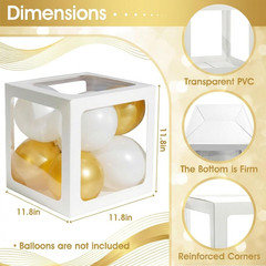 2026 Graduation Balloon Boxes Decorations, 4 Pieces White Clear Grad Balloon Box