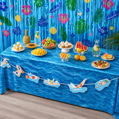 Swimming Pool Party Decorations Ocean Tablecloth Foil Fringe Curtain Garland Kit