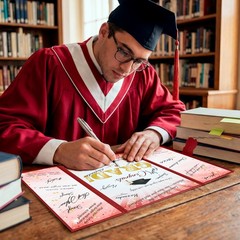 2026 Graduation Guestbook Alternative(Red & Gold), 12″ Class of 2026 Grad Card..