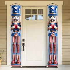 Patriotic Nutcracker Door Banner 12×72 Inch Memorial Day Hanging Banner Nutcr…