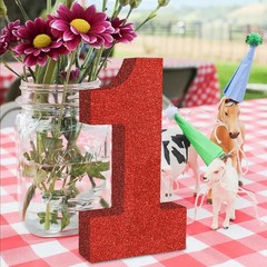 1 PCS Red Glitter Number 1 Wooden Table Centerpiece Birthday Party 7.8 Inch