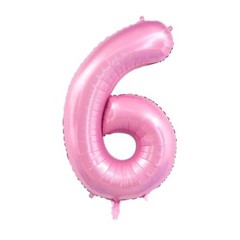 40-Inch Pink Number 6 Balloons With Daisy Balloons, 6th Birthday Pink 6