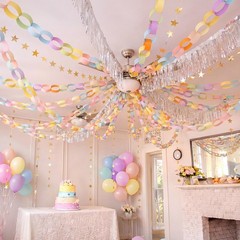Fancy Party Decor Set 308 Sheets Colorful Paper Chains Strips, Silver Metalli…