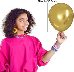 100Pcs 12 Inches Black and Gold Confetti Balloons Kit, Metallic Gold and Black W
