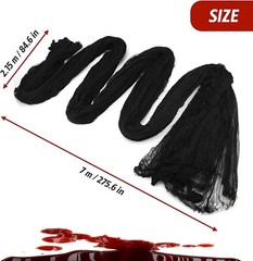 215x700cm Halloween Black Spooky Scary Muslin Gauze Cloth for Halloween Party