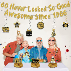 60Th Birthday Decorations Women Men – 11 Pcs Black Gold 60 Never Looked so Good