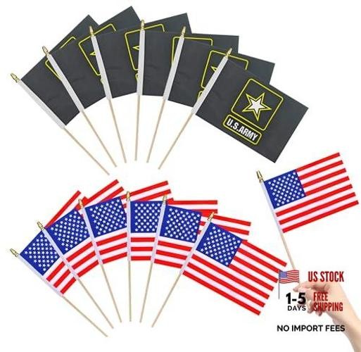 12Pack USA Army Flags Mini HandHeld Flag Small Military Flags on Wooden Stick