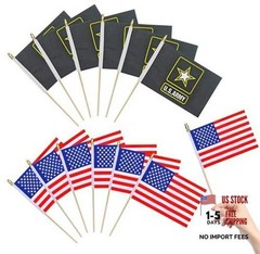 12Pack USA Army Flags Mini HandHeld Flag Small Military Flags on Wooden Stick