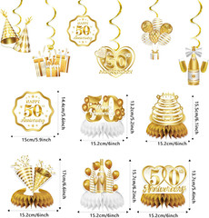 50Th Anniversary Decorations, White Gold 50Th Wedding Anniversary Decorations- B