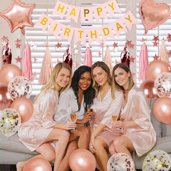 Rose Gols Birthday Decorations for Women, HAPPY BIRTHDAY Banner, Stars Garland,