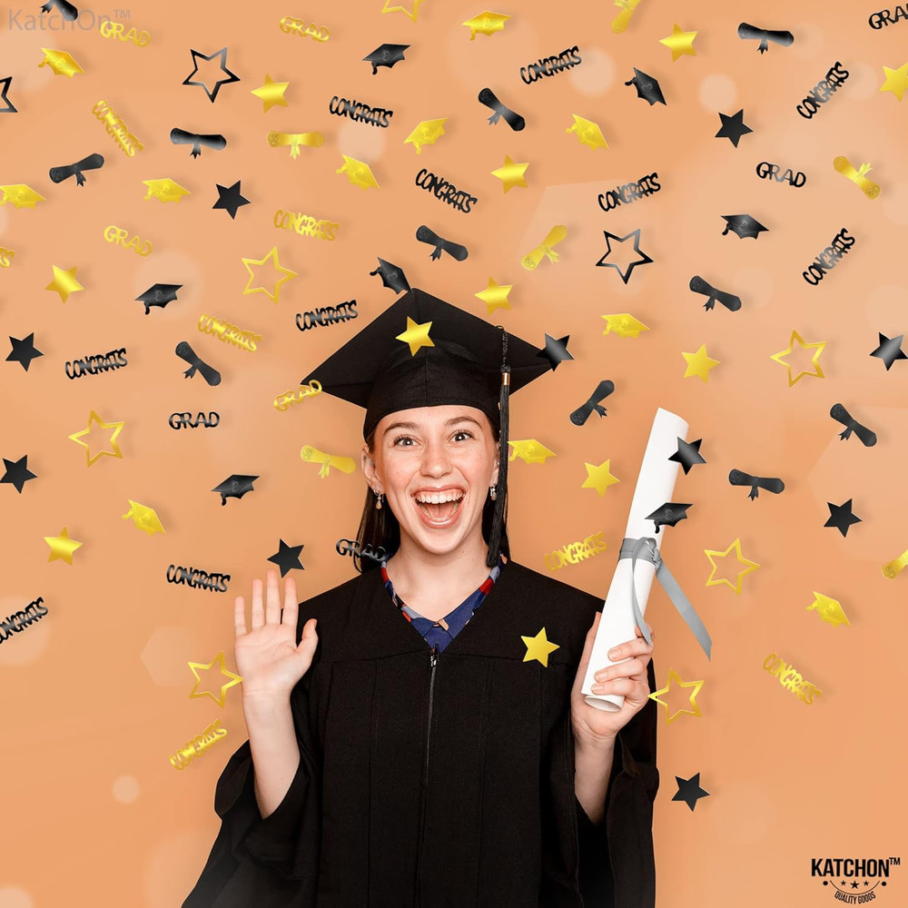 Graduation Decorations 2026 | Black and Gold Grad Confetti 2026 – Pack of 130…