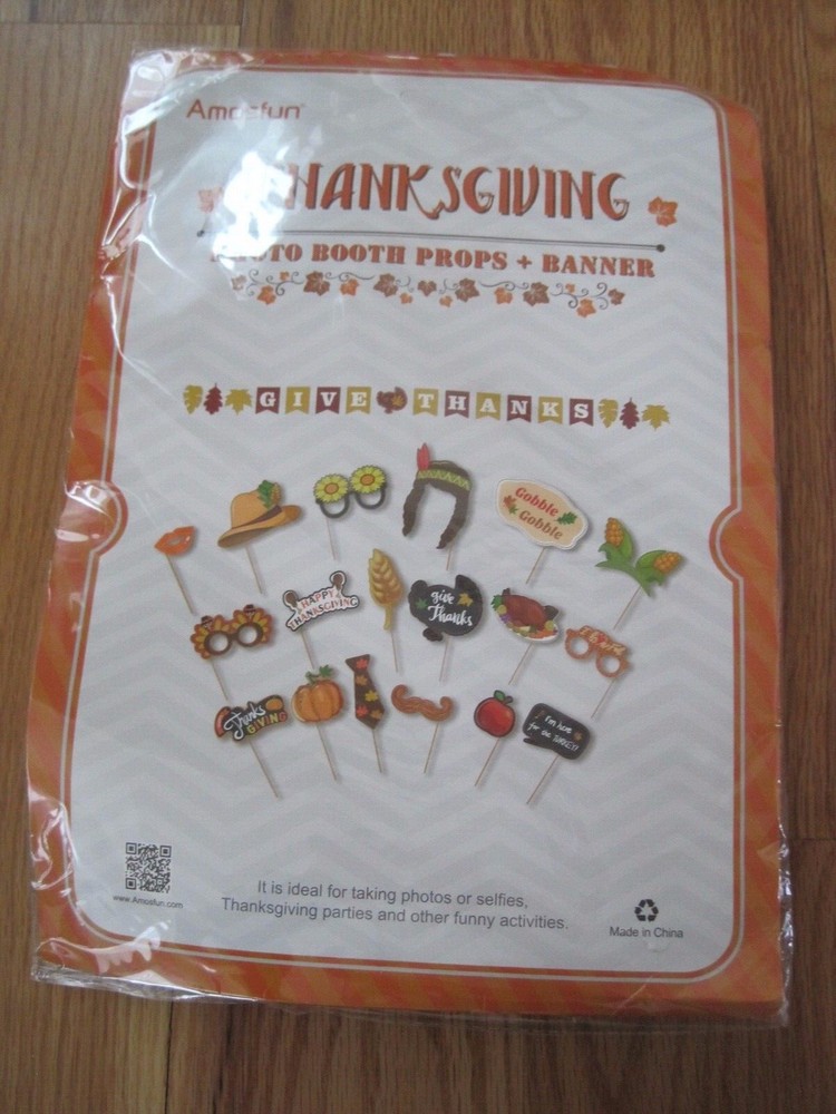 Thanksgiving Photo Booth Props Banner Amos Fun Turkey NEW