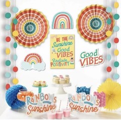 RETRO RAINBOW ROOM DECORATING KIT Good Vibes / Sunshine Theme Signs Party Decor
