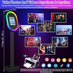 Portable Photo Booth for iPad 10.2″ 10.5″ 10.9″ 11″ 12.9″ 13″ RGB Ring Light