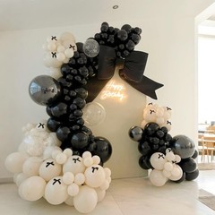 Black White Gold Balloon Garland Kit, 115Pc Beige Sand Black Cream Metallic G…