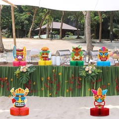 Geyee 9 Pcs Hawaiian Luau Honeycomb Centerpiece Tiki Tropical Table Toppers…