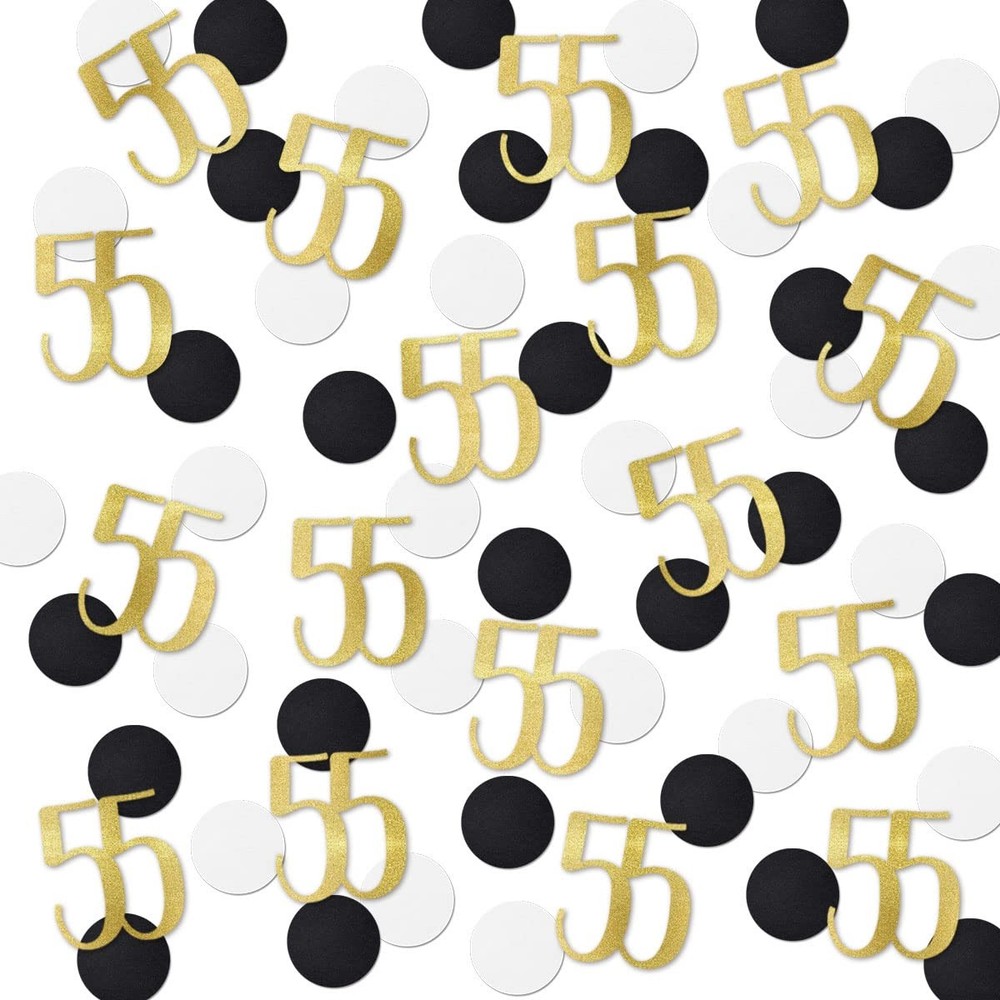 Gold Glitter 55 Confetti 55th Birthday Number Anniversary 200 PCS Decor