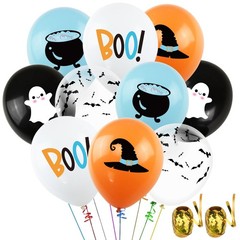 50Pcs Blue Halloween Balloon Decor Boy Halloween Blue Orange Black White Late…