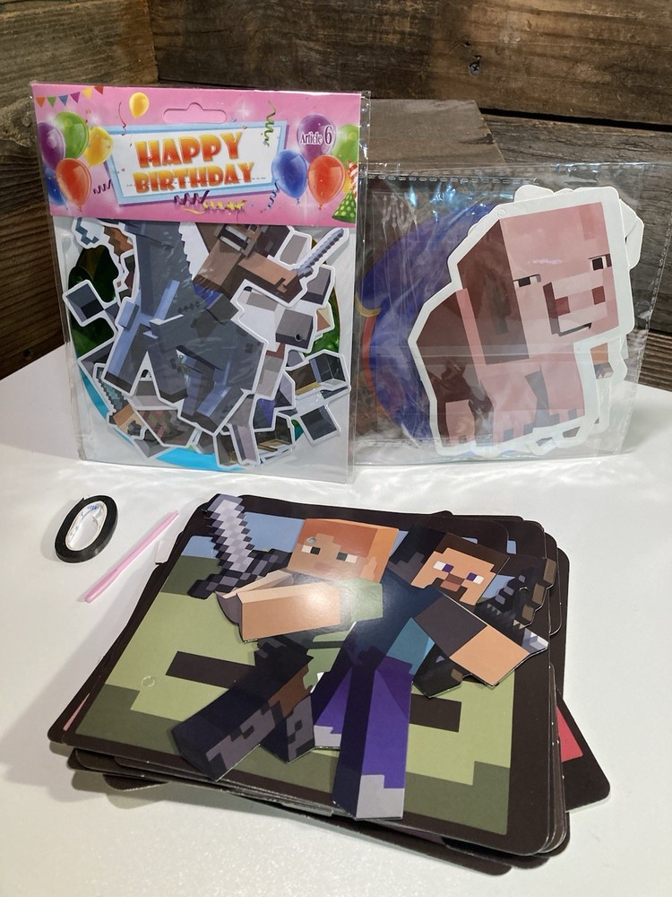 Minecraft Themed Happy Birthday Party Supplies/Decorations Hangers