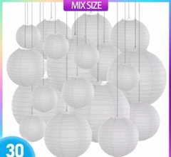 30pcs White Round Paper Lantern Paper Lanterns Birthday Wedding Xmas Party Decor