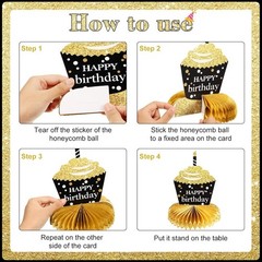 8 Pieces 80th Birthday Decorations Set, Happy 80th Honeycomb Centerpieces Tab…