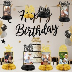 8Pcs 80th Birthday Decoration for Men Women Happy 80th Birthday Honeycomb Cen…
