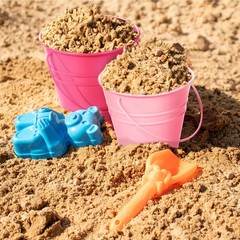 6 Pack 5″ Small Pink Metal Galvanized Buckets Bulk with Handle Mini Metal Pen…