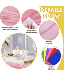 6 Pcs Assorted Color Plastic Table Skirts 14ft x 29in Neon Party Desk Curtain…