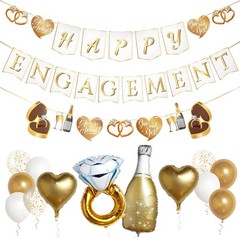 Engagement Party Decorations – Gold Engagement Congratulations Decor, HAPPY ENGA
