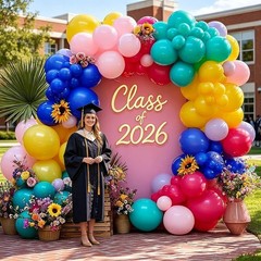 Hot Pink Blue Yellow Balloon Garland, Double Stuffed Royal Blue Teal Lavender…