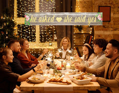 He Asked She Said Yes Backdrop Banner Decorations, Large Wedding Engagement Part