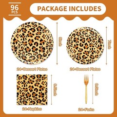 96 Pcs Leopard Print Party Decorations for Adults, Cheetah Print Birthday