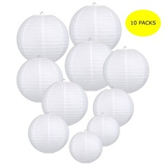 10 Pcs white paper lanterns set (3 Pcs 6″ +3 Pcs 8″ +2pcs 10″+2Pcs 12″) Decor