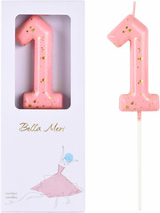2.76 Inch Classical Pink Gold 3 Number Birthday Candles, Gold & Cake Number Cand