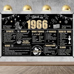 Large Black Gold 60th Birthday Backdrop – Perfect for Celebrating 1966 Themes