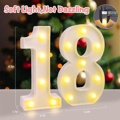 LED Number Blocks 18, Birthday Party Decorations, Light Up Wall Sign, White