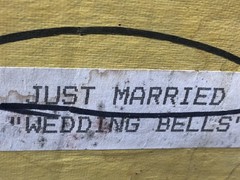 Metalized Banner 5» x 150 Yd Partial Roll Just Married Wedding Bells vintage